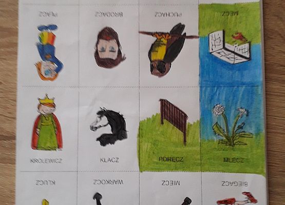 Pomoce do zajęć logopedycznych wykonane przez uczniów klasy 2 i 3