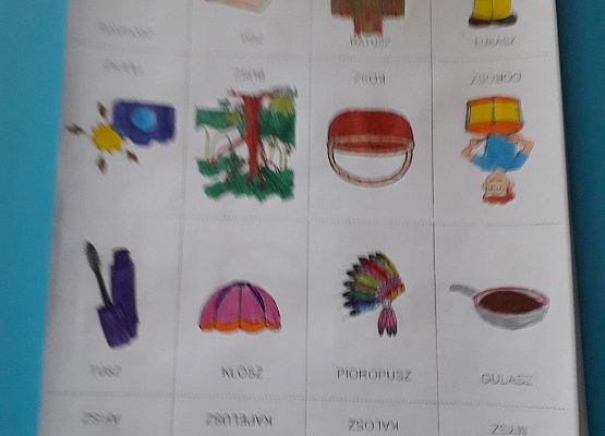 Pomoce do zajęć logopedycznych wykonane przez uczniów klasy 2 i 3