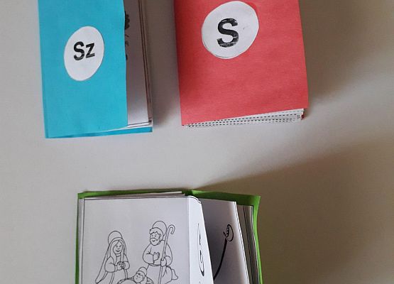 Pomoce do zajęć logopedycznych wykonane przez uczniów klasy 2 i 3