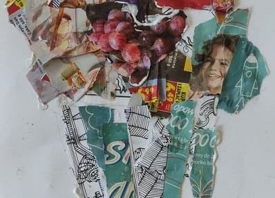 kolaż z makulatury- Hania klasa 2
