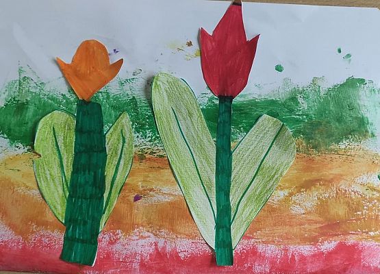 Malowanie kartonikiem i wycinanki z papieru Rozalka klasa 3