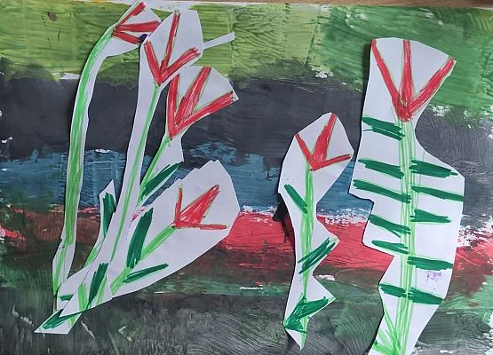 Malowanie kartonikiem i wycinanki z papieru Franciszek klasa 3