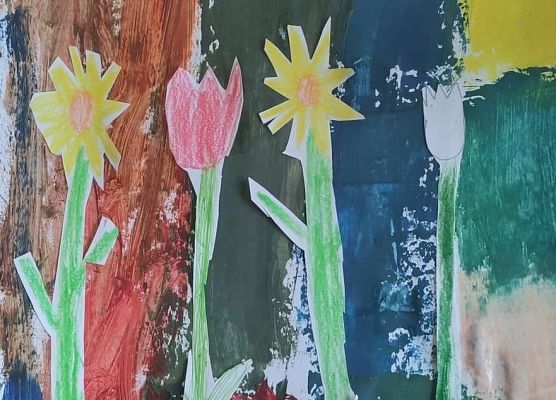 Malowanie kartonikiem i wycinanki z papieru Lidka klasa 1