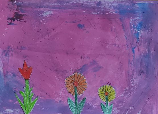 Malowanie kartonikiem i wycinanki z papieru Karolinka klasa 2