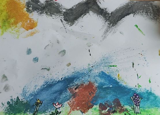 Malowanie kartonikiem i wycinanki z papieru Dominika klasa 2