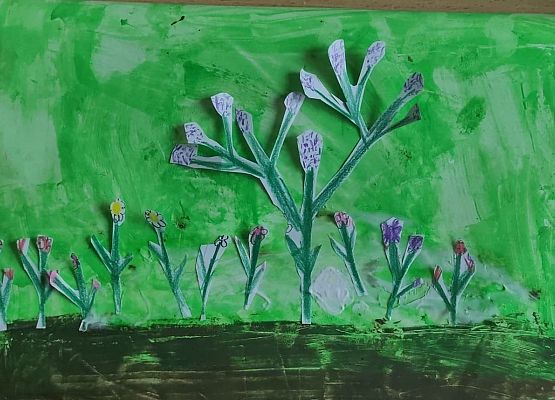 Malowanie kartonikiem i wycinanki z papieru Oskar klasa 3