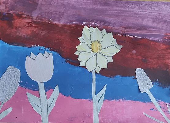 Malowanie kartonikiem i wycinanki z papier Kinga klasa 3