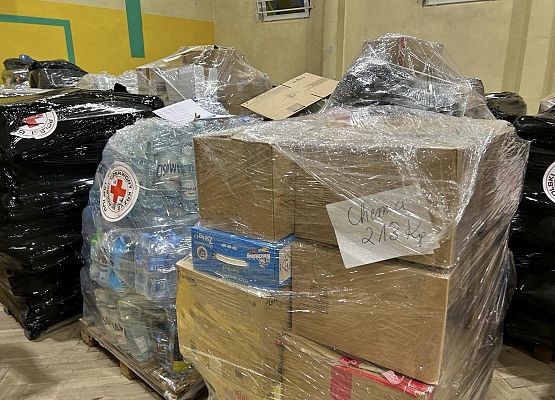 Grafika 3: Wolontariusze pomagają segregować i pakować dary dla powodzian.