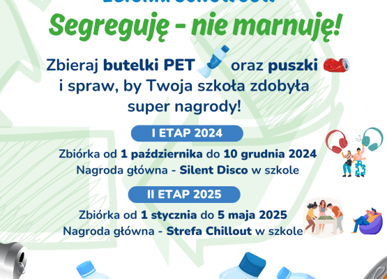 Grafika 2: EKOKONKURS - ZBIERAMY BUTELKI PET I PUSZKI