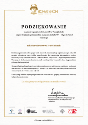 Grafika #0: BohaterON - podziękowania od Fundacji Rosa